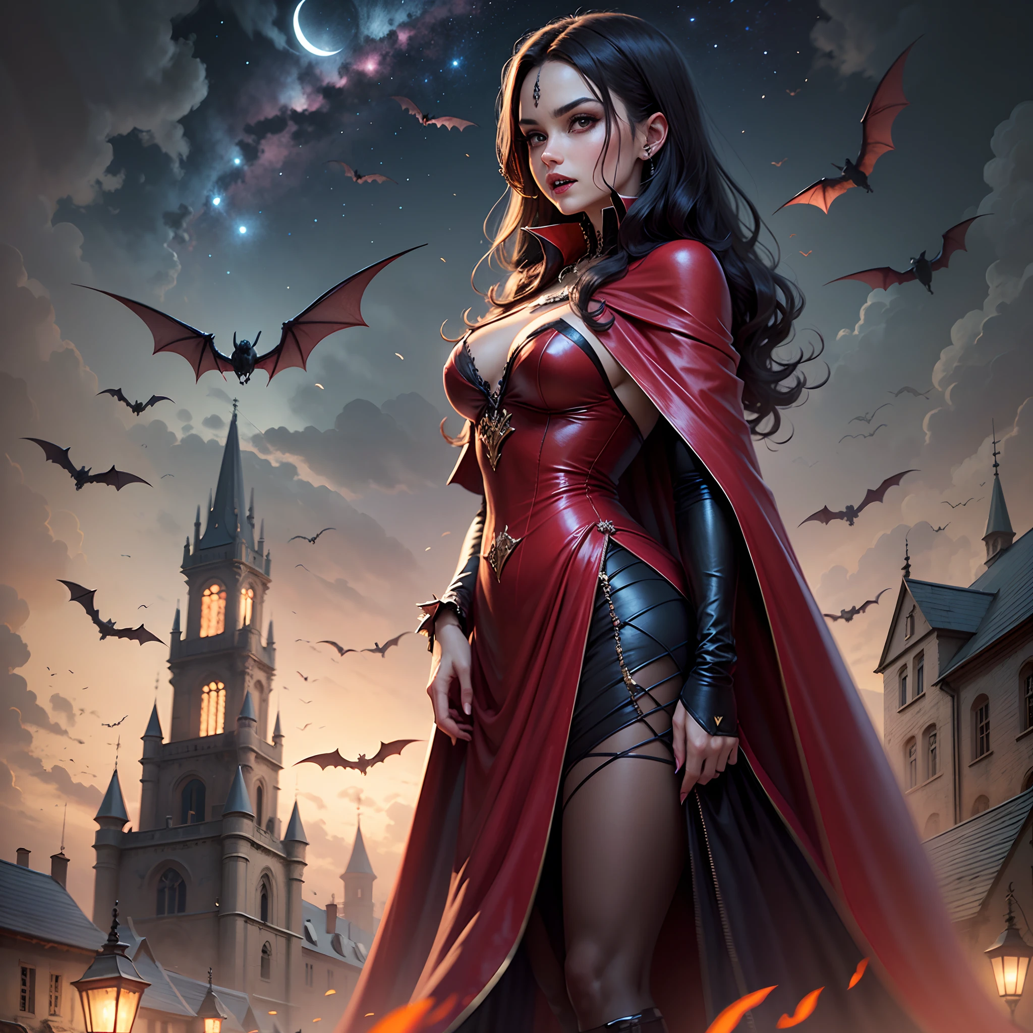 ((best quality)), ((masterpiece)), (detailed), realistic eyes, black hair, black leather outfit, armor, evil landscape, alluring female witch, BREAK ethereal beauty, sitting on a dead tree, (fantasy illustration:1.3), enchanting gaze, captivating pose, solo girl, otherworldly charm, mystical sky, BREAK (Luis Royo:1.2), (Yoshitaka Amano:1.1), moonlit night, soft colors, (detailed cloudscape:1.3), (high-resolution:1.2), (bats flying in the sky in the background),bat, thong, BREAK legs dangling above lava, evil goddess, realistic, realism, , glowing torches, long leges, skinny , perfect exposed boobs, tattoos, sultry look, seductive
