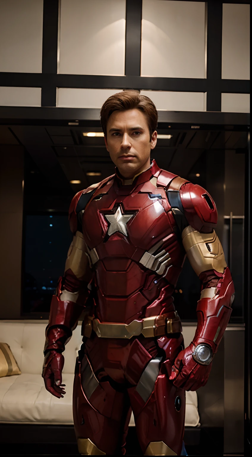 Captain America in iron man suite