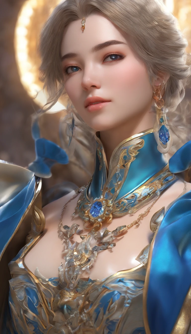 a close up of a woman in a silver and blue dress, chengwei pan on artstation, by Yang J, detailed fantasy art, Stunning character art, Fanart Meilleure ArtStation, epic exquisite character art, Beautiful armor, Extremely detailed Artgerm, Detailed digital anime art, Artgerm on ArtStation Pixiv, Armor Girl