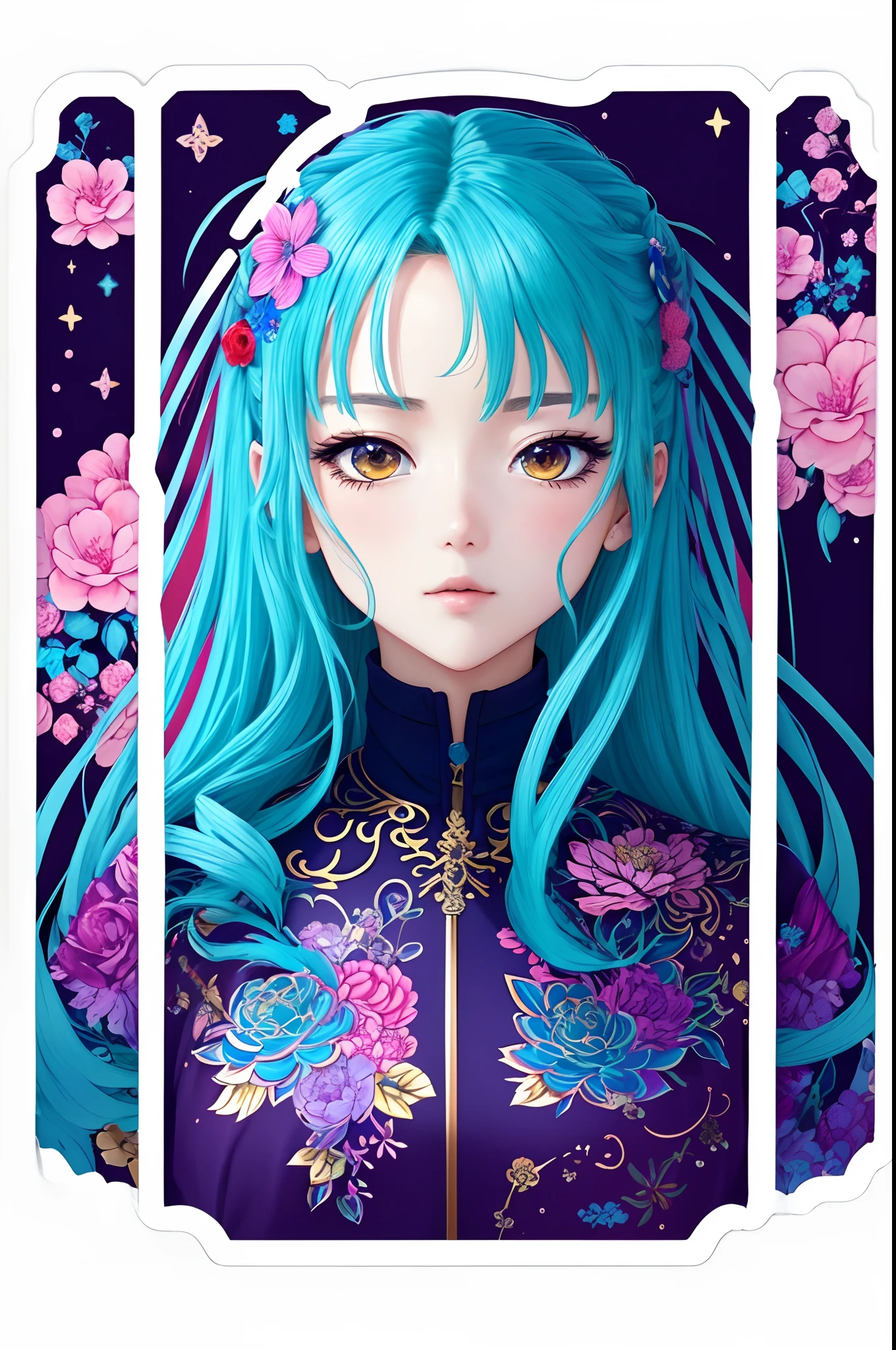 ((Stickers))，((Sticker))，1girll, With a sword, Anime style，Dreamland Wonderland、fanciful，tmasterpiece，k hd，Rich in color，Detailed details，Seven colors,(Best quality,Masterpiece, iintricate,Hyper-detailing,8K  UHD,超高分辨率，extremely detailed CG unity wallpaper)