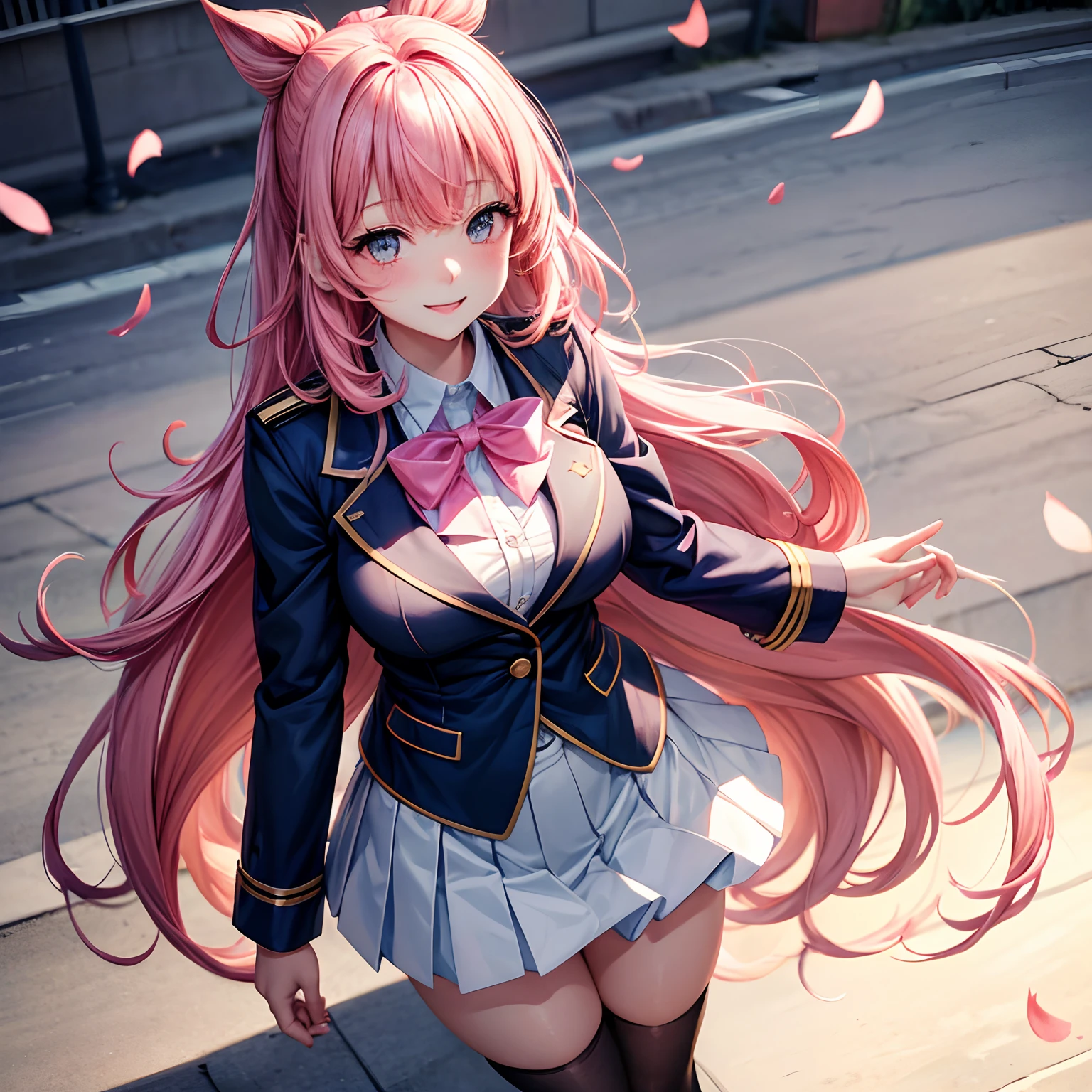 a beauty girl,Ribbon on uniform,Cute Blazer,A smile,girl,long,anime a girl,top-quality,Colossal tits,Pink hair,masterpiece,Excellent style,long,Erotic Cute,超A high resolution,beautiful a girl,Lovely girl,Loose socks,Perfect Beautiful Girl,HD image quality,8K,