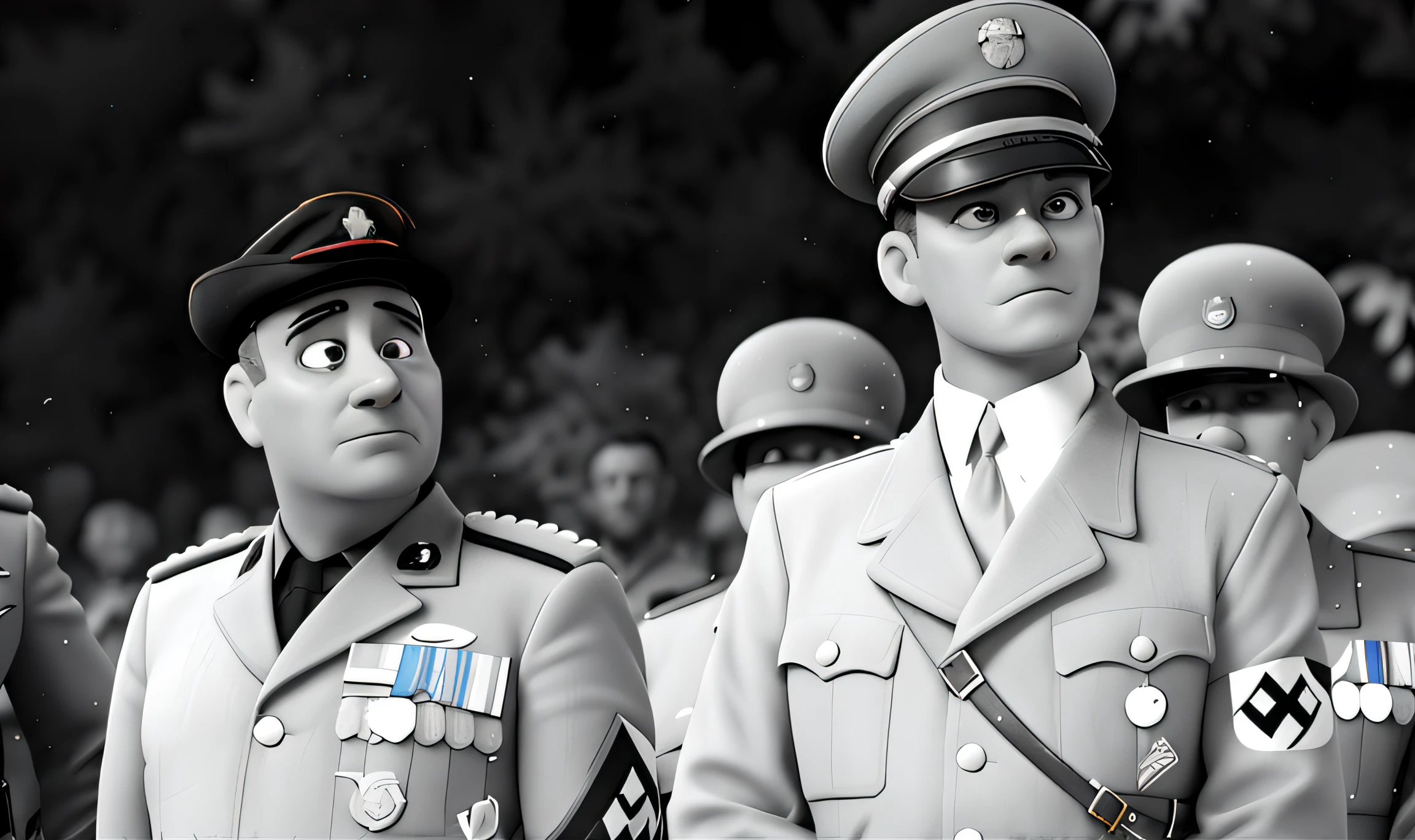 Benito mussolini face,el duche hat,slightly older,disney style