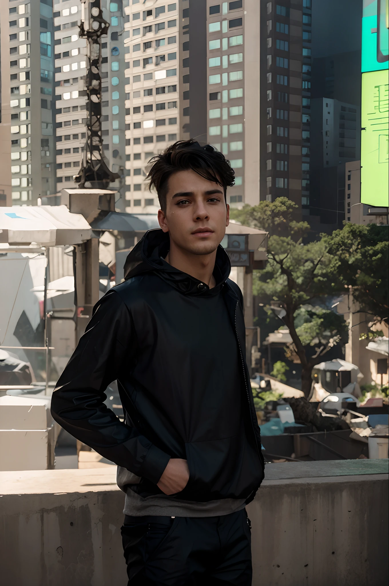 Change background cyberpunk handsome boy, realistic face,8k,ultra realistic