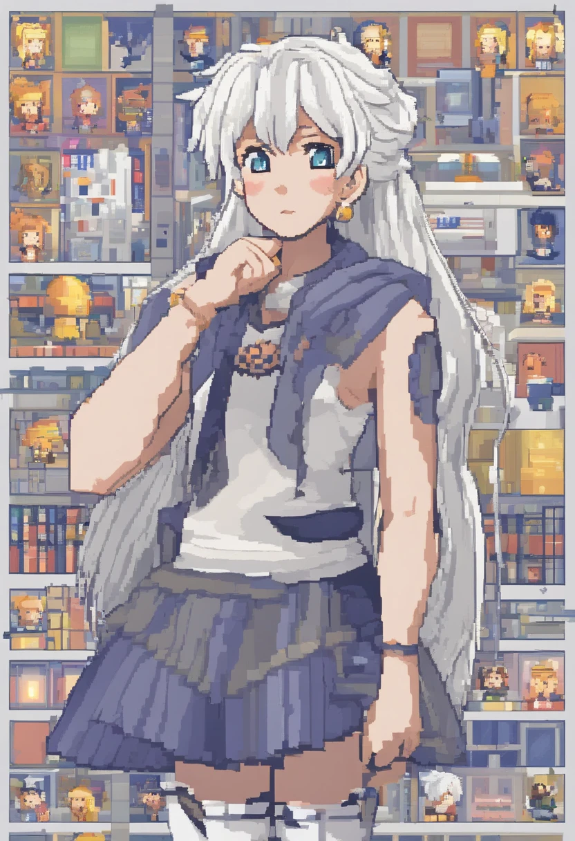 Horikiri Nagisa a long grayish white haired with his hair in cute twin tails flat chested beautiful boy who isn't entirely comfortable with modeling cute feminine clothes for his little sister but is okay with it despite feeling a bit emasculated, Masterpiece,Best quality,