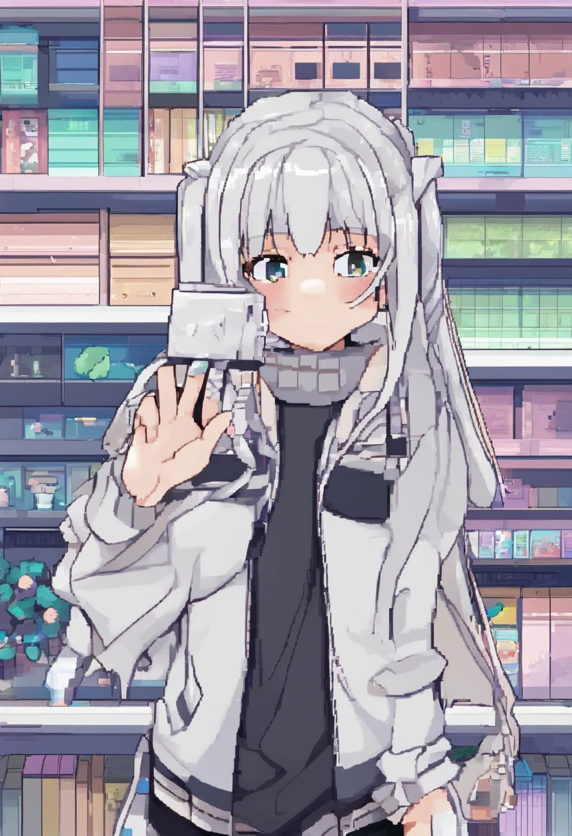 Horikiri Nagisa a long grayish white haired with his hair in cute twin tails flat chested beautiful boy who isn't entirely comfortable with modeling cute feminine clothes for his little sister but is okay with it despite feeling a bit emasculated, Masterpiece,Best quality,