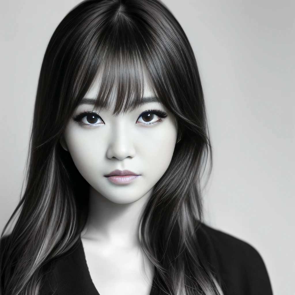 If you look at the audience、light make-up、真实感、Realistic and artistic black and white photography、Professional color correction、in 8K、F2.4 aperture、35mm lens、Lifelike face、25-year-old model with good style、Full-body parts are included。