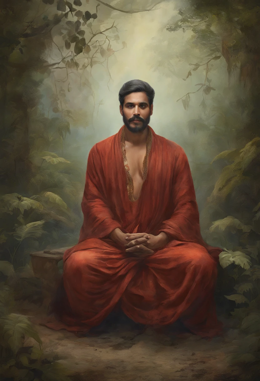 homem maduro, sitting in a meditation position, diante de um orisonte lindo, com o sol se pondo, in connection with the divine, foto de retrato, Directed by: Drew Tucker, Directed by: Adam Marczyński, Directed by: Alexander Kucharsky, Directed by: Gavin Nolan, Surrealismo 8K, Directed by: Jason Felix, Yuri Shwedoff e Tom Bagshaw, arte ilustrativa, Estilo Erik Johansson