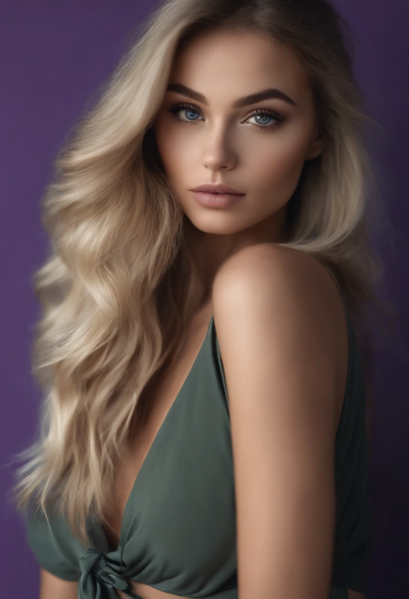 Arafed woman completely , fille sexy aux yeux bleus, ultra realist, Meticulously detailed, Portrait Sophie Mudd, cheveux blonds et grands yeux, selfie of a young woman, Yeux de chambre, Violet Myers, sans maquillage, maquillage naturel, looking straight at camera, Visage avec Artgram, Maquillage subtil, Stunning full-body photo in the nightclub, Medium to large bust