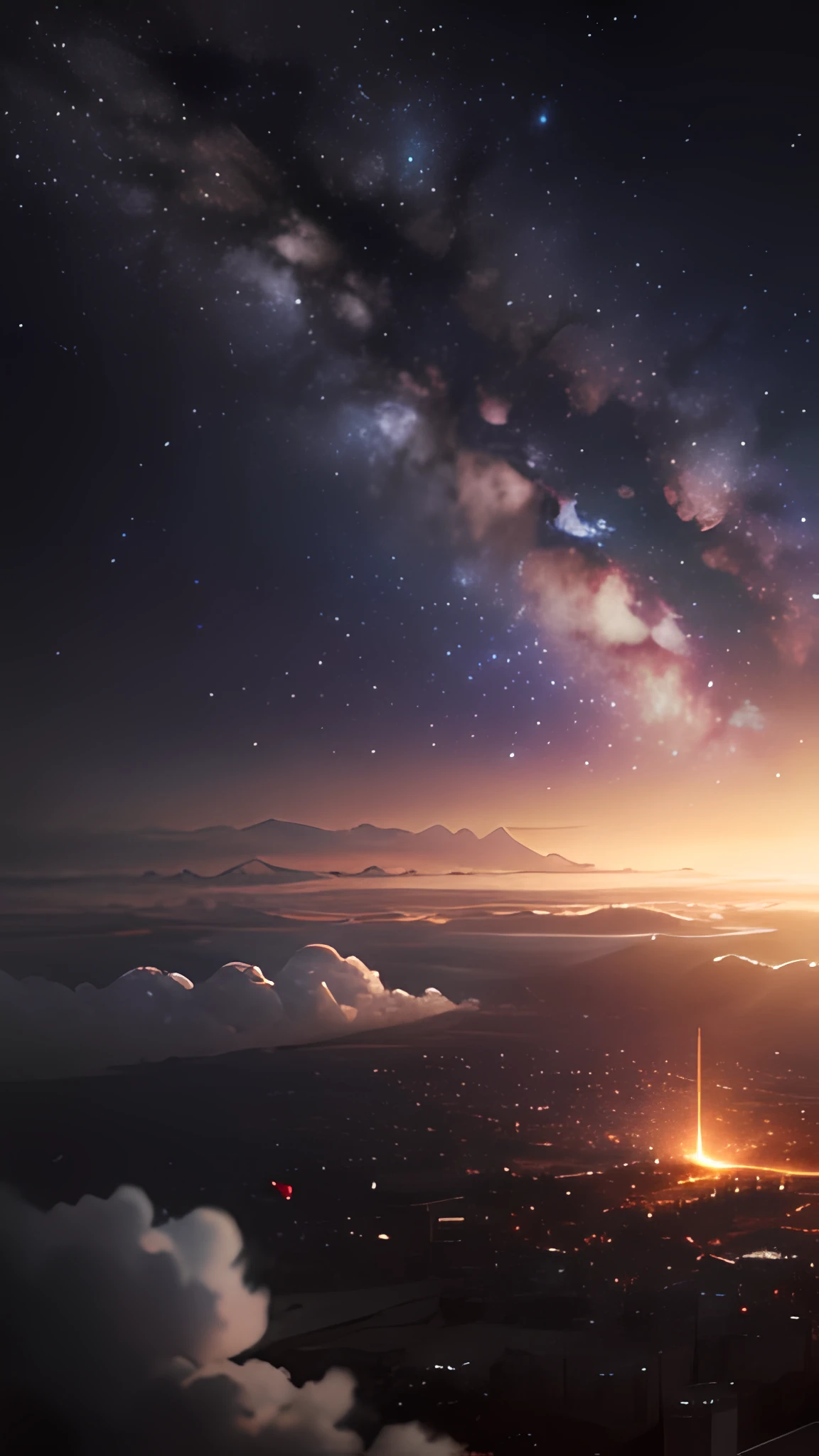 milky way, milion of stars, the Palestinian flag waving proudly,amid the destruction, in the vein of Makoto Shinkai