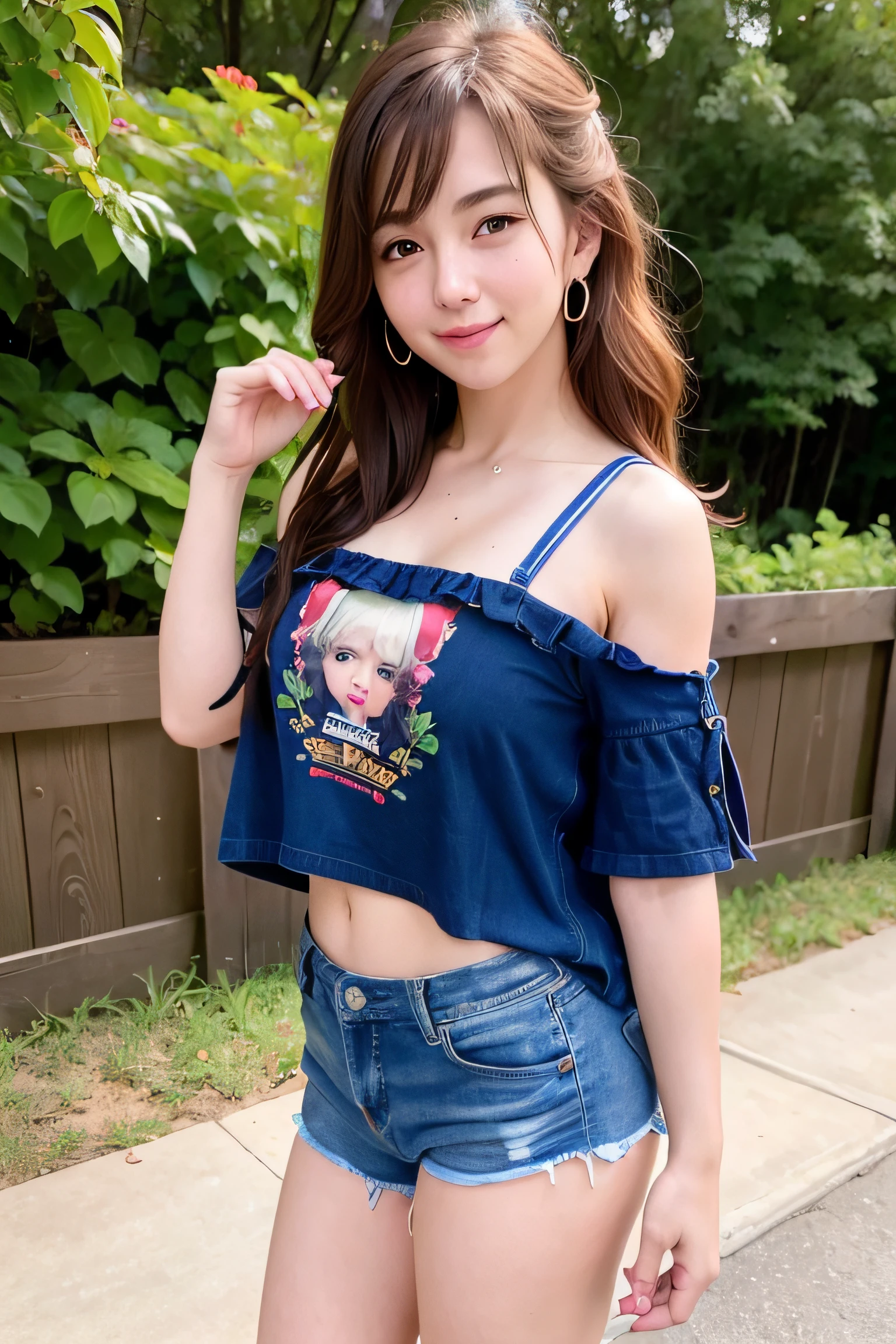 (8k, RAW photo, best quality:1.2, masterpiece:1.2), High detail RAW color photo, professional photograph, cowboyshot, (realistic, photo realistic:1.37),
1girl, cinematic light, (finerly detailed face:1.2), (kind smile), (looking at viewer:1.2), kpop idol, casual wear,
(flatchest:1.45)