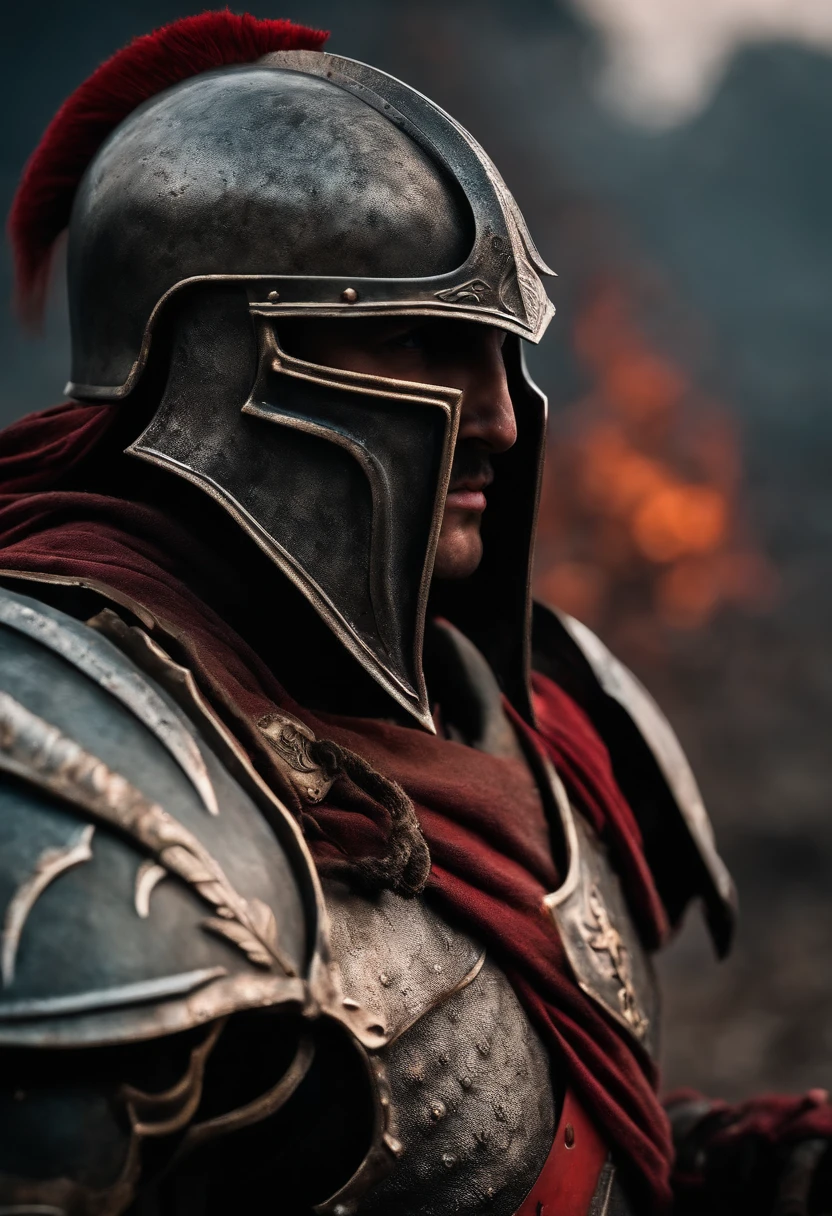spartan warrior, dying on battlefield , bloody armor, epic, 8k
