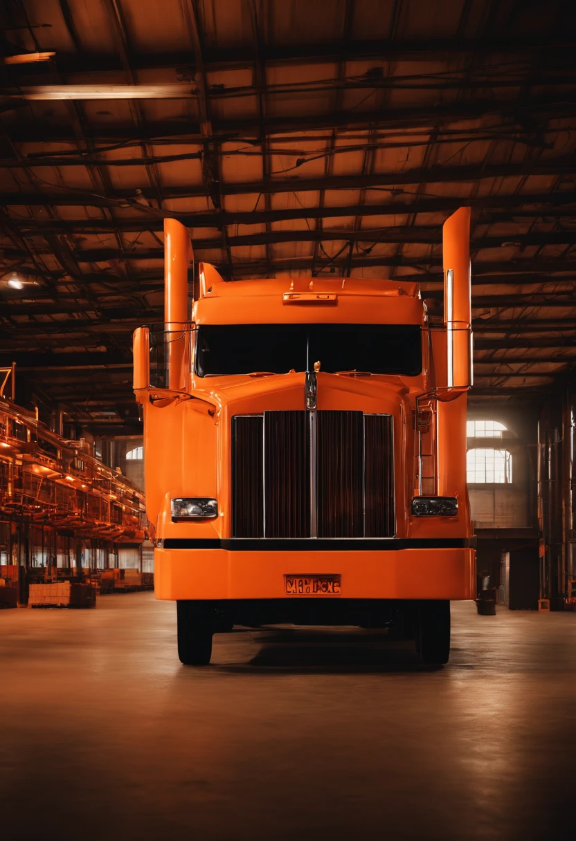Trucks deliver goods in factories,Plant,orange tint,logistics,carriage
