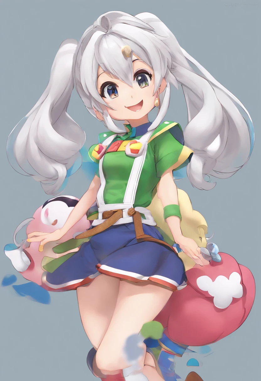 Horikiri Nagisa a long grayish white haired with his hair in cute twin tails flat chested beautiful boy who isn't entirely comfortable with modeling cute feminine clothes for his little sister but is okay with it despite feeling a bit emasculated, Masterpiece,Best quality,super cute looking like a girl, 1boy,