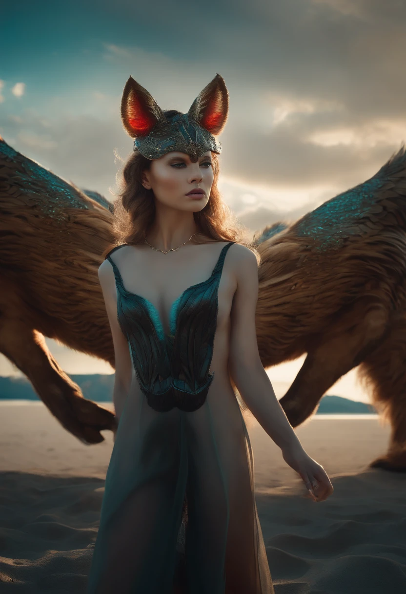 longeyelashes, solid circle eyes, fake animal ears, fang, Surrealism, drop shadow, anaglyph, stereogram, tachi-e, pov, atmospheric perspective, 8k, super detail, ccurate, best quality