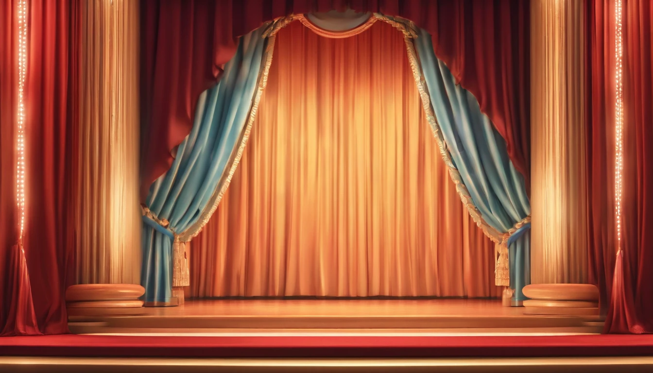 Curtain stage, 3D Animation, Animation style, Low-angle lens, Presentation in Cinema4D style, 3D Modeling, Super detailing