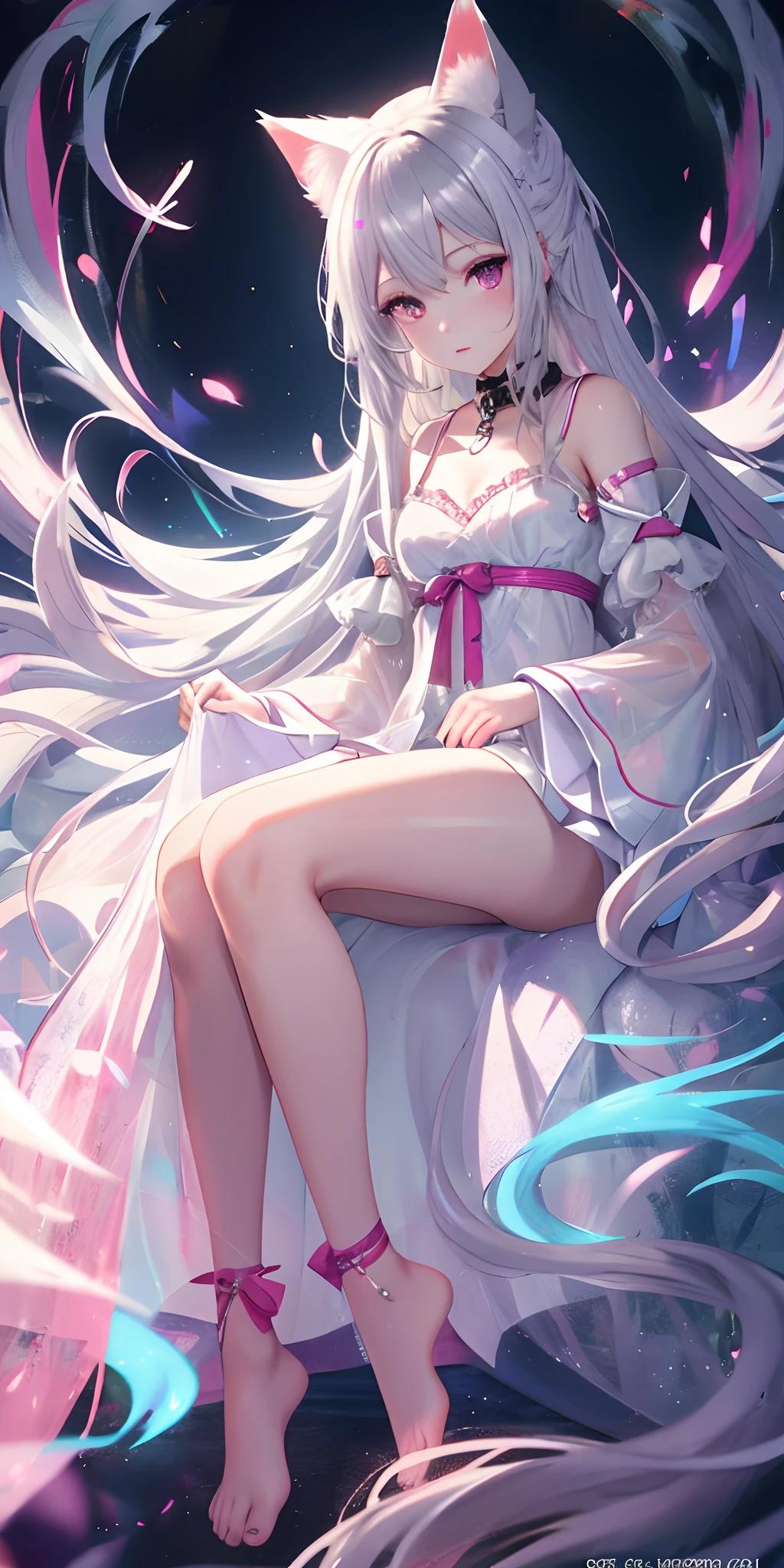 1girll, Masterpiece, Highest quality, Best quality, , Highly detailed, Best Illustration, Glowing hair, Ray tracing, Half realistic, Columbina, Pink hair,White mask, Lingerie, Super huge chest Sailor suit, Classroom, view the viewer