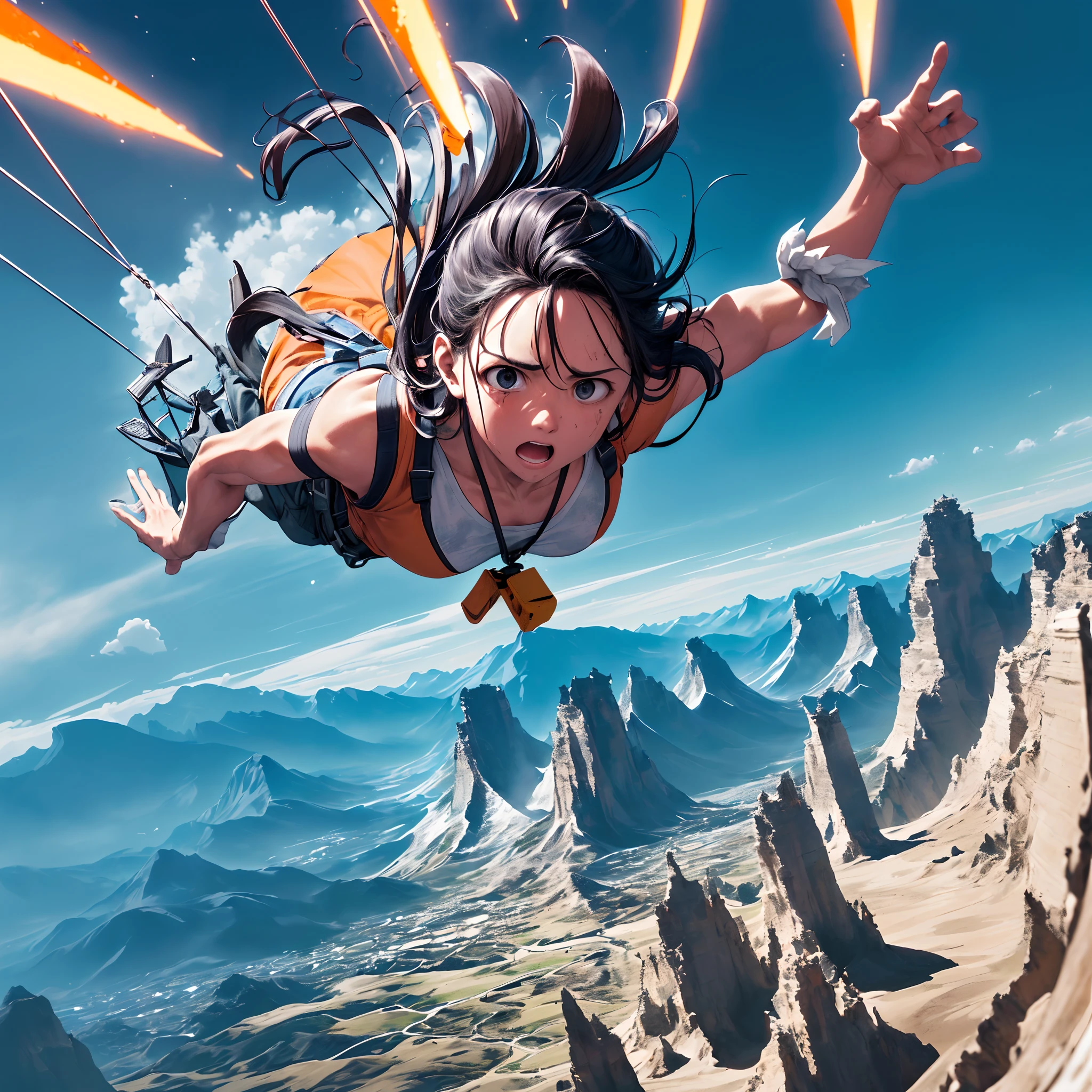(La mejor calidad,4k,8k,Altas Resoluciones,Obra maestra:1.2),Ultra detallado,(realista,fotorrealista,fotorrealista:1.37),Exhilarating Epic,Extreme Fall from Height,Desembarco heroico,cayendo desde una gran altura,Paisaje impresionante,action-packed scene,Truco peligroso,Emocionante aventura,No lanyards or parachutes,dramatic expression,Resilient character,Vista expansiva,Impresionante belleza natural,Adrenalina,Majestuosa cordillera,Movimiento impredecible,Captivating Free Fall,Sorprendente contraste de luces y sombras,Imagen sobrecogedora,Intensidad emocional,Conquista definitiva,Gravity-defying maneuver,Experiencia inolvidable,Aterrizaje resiliente,Impacto potente,Valiente viaje,Resiliencia extraordinaria,Gravity-defying feat,Unwavering determination,Un coraje asombroso,Impacto masivo,Triunfo humano,Perspectiva sobrecogedora,Incredible strength,vivid colors,emociones intensas,High-octane show,Aventura atrevida,An Incredible Achievement,Paisaje inmersivo,Vista emocionante,Momento sobrecogedor