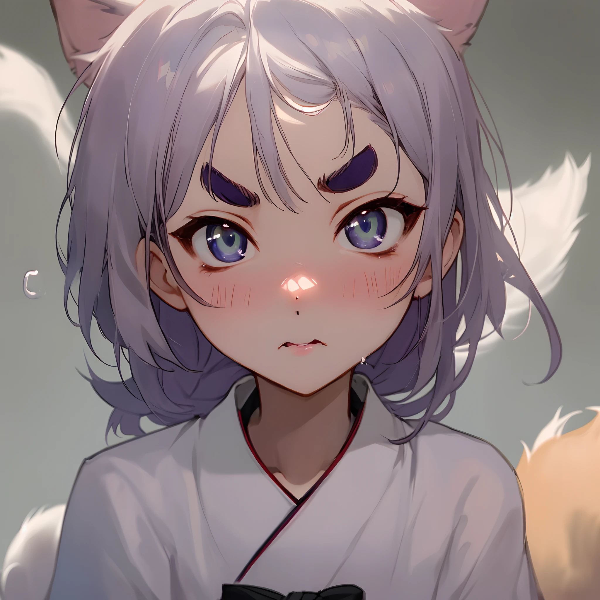 Sakitsuki Sugawara, 　full bodyesbian,　half up,　D-cups,　nogizaka, thin lipss,　Long face,　bangss,　drooping eyebrows, tthin eyebrows,　Fox face, Small face