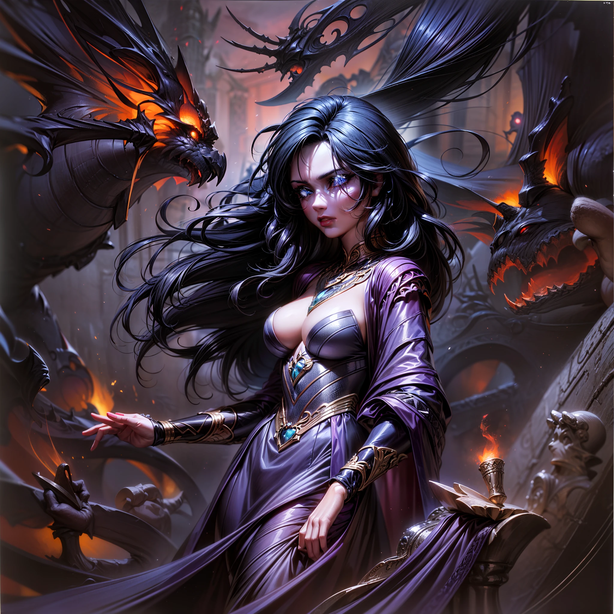 (1980s anime), [(seductive allure, captivating presence:1.3) ::6], (close-up:1.2), (masterwork:1.5), BREAK (sultry face:1.4), (1female, enchanting being:1.4), midnight black skin, piercing crimson eyes, flowing obsidian hair, alluring gaze, [flowing gown: dark wings:0.40], BREAK mystical realm, smoldering atmosphere, deep, passionate hues, bewitching glow, mysterious, entrancing