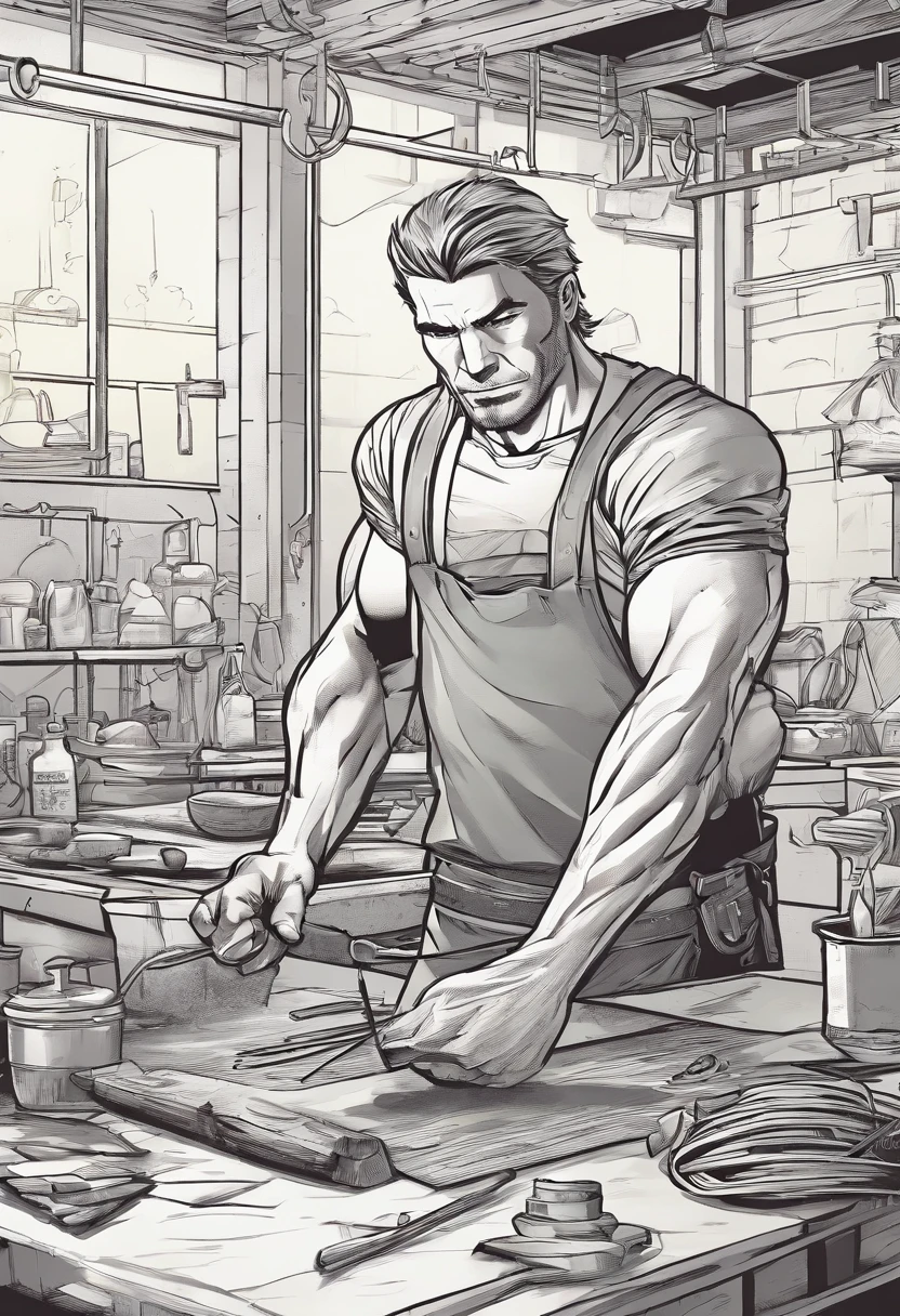2D, muscluar, blacksmith
