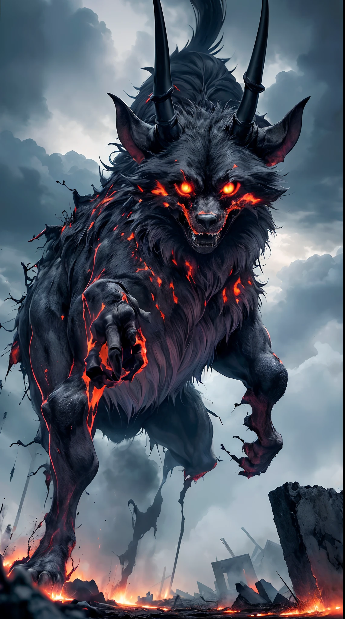 (La mejor calidad,Altas Resoluciones,Obra maestra:1.2),(Ultra detallado,realista:1.37),Ojos de demonio detallados,Alas de demonio detalladas,Cara de demonio detallada y aterradora,ominoso cielo oscuro,Sinister stormy backdrop,Gente aterrorizada en el suelo,Apocalyptic End of Days,Edificios en ruinas en el caos,Paisaje urbano devastado,escombros en llamas cayendo del cielo,Grietas en el suelo,desolated wasteland,Powerful Lightning Strikes,Fuego y humo por todas partes,gritos y llantos desesperados,desesperanza y miedo en sus ojos,ominous atmosphere,Horror and despair,Personas que buscan refugio,Destruction and devastation,ominosas nubes oscuras,Sorprendente contraste de luz y oscuridad,Demonic presence,rayos de luz que atraviesan las nubes,Despair and panic,trueno retumbante,sonido ensordecedor del caos,vivid colors,Shadowy Figures Fleeing,Throbbing tension,Paisaje infernal de pesadilla,desatando el infierno sobre la tierra,dramatic composition,capturando el terror y el caos.