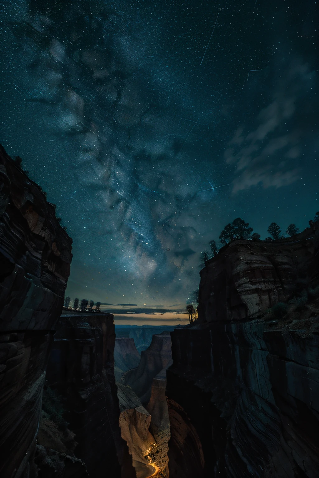 A magnificent starry sky and lots of detail in a magnificent canyon