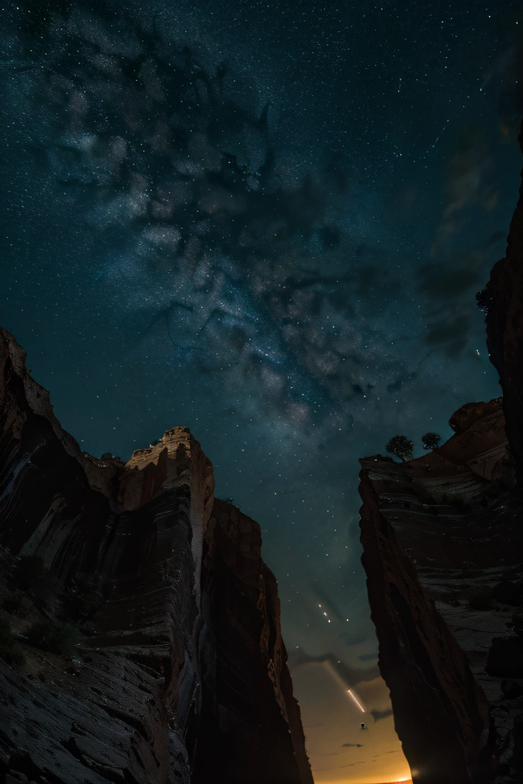A magnificent starry sky and lots of detail in a magnificent canyon