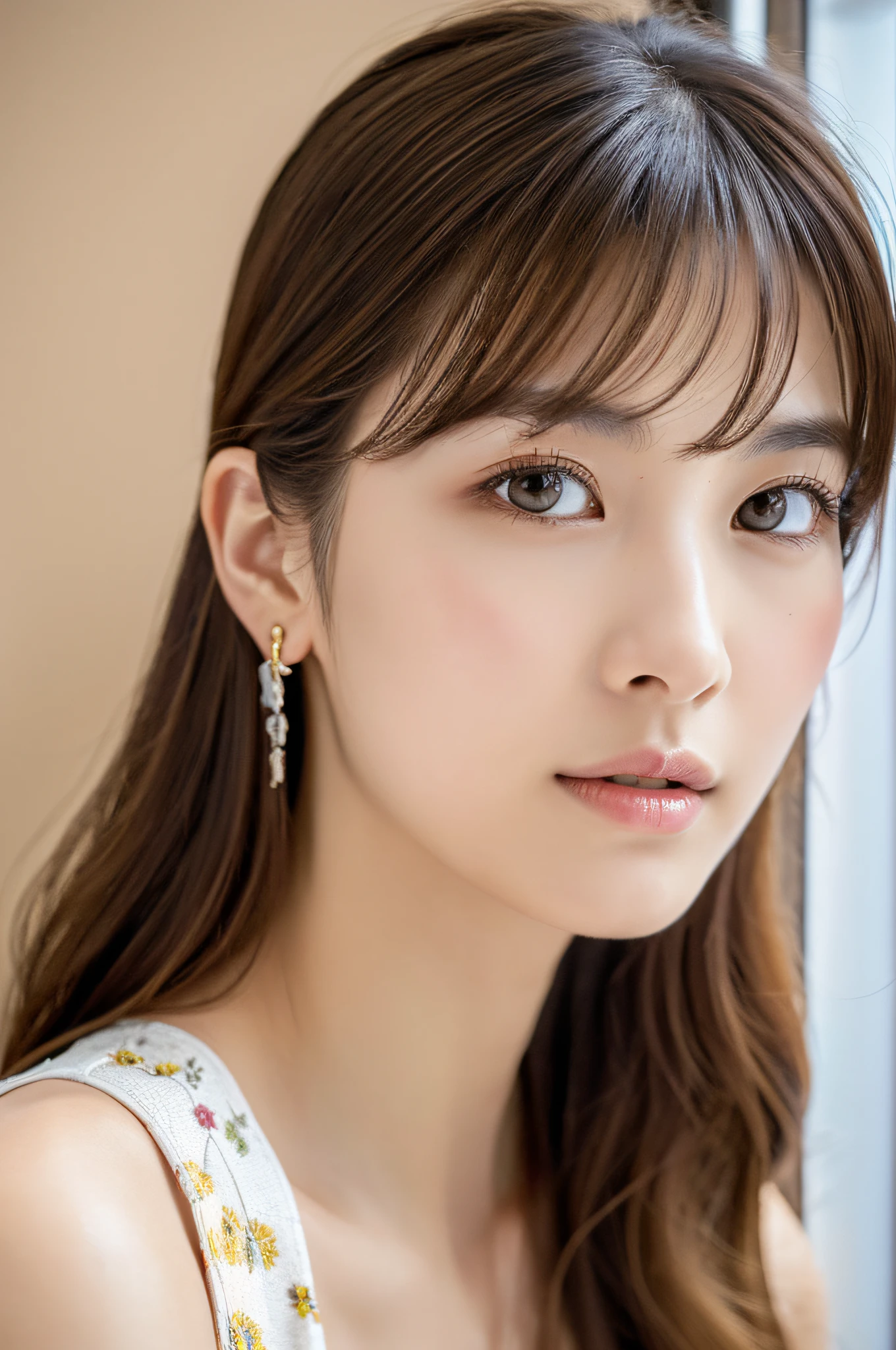 (ultra hyperrealistic), (illutst), (Hi-Def), (8K), (Heavily detailed), (the best illustration), (Beautiful detailed eyes), (beste-Quality), (Ultra-detailded), (A masterpice), (wall paper), (details face), 双眼皮、Tear bag、natural make up、Short Hebobcut,Earrings with bangs、独奏、20-year-old Japan beauty in light blue lace underwear、(G Cup Big)、(large )、Cleahasis、