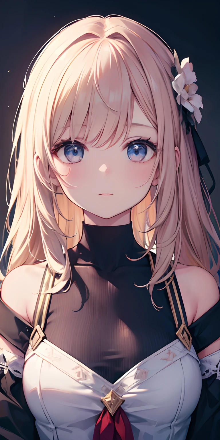 masterpiece,best quality,cube_hair_ornament, upper_body, simple_background, 1girl, sidelocks, looking_at_viewer