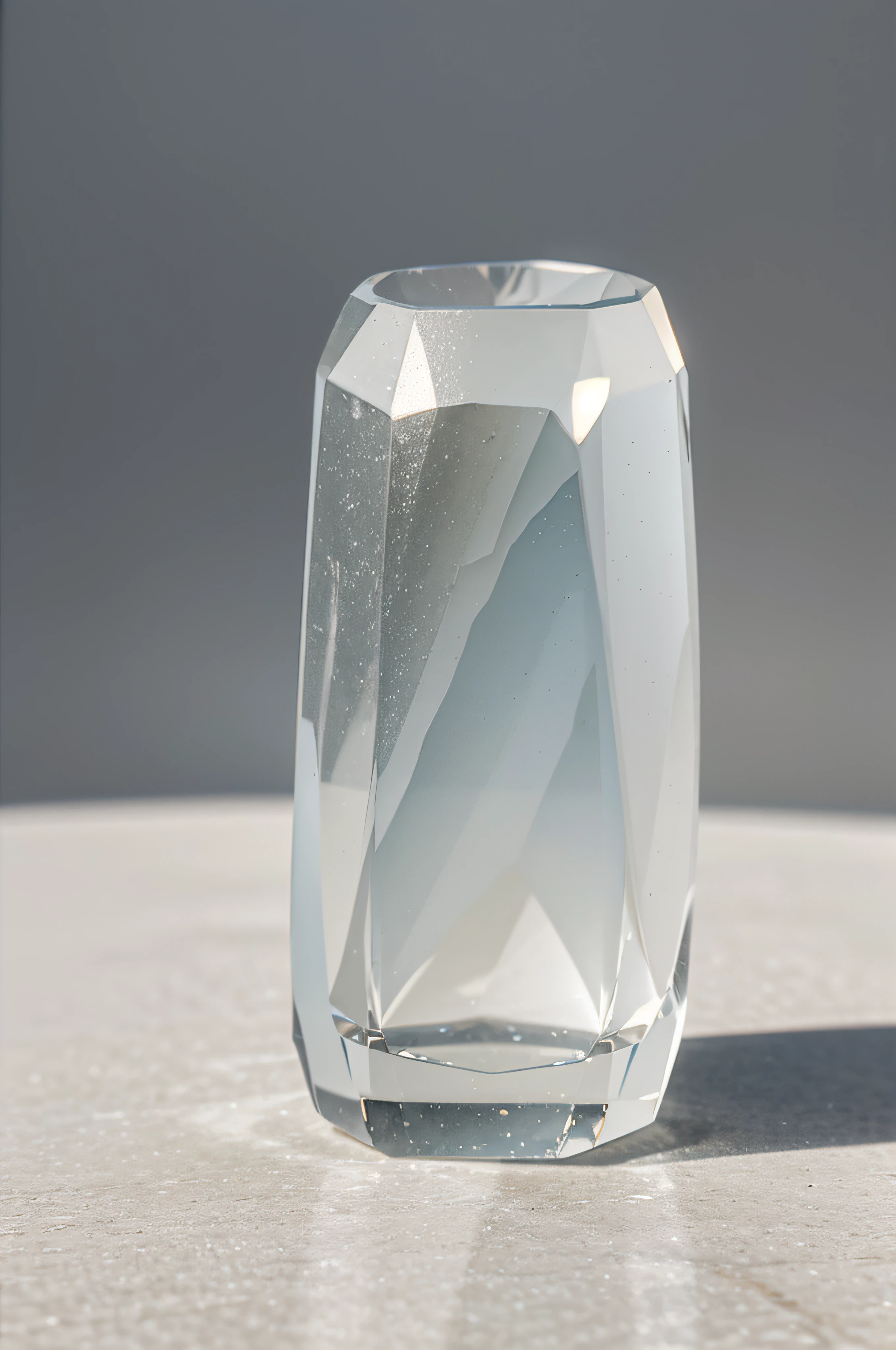 Clear Quartz stone Prompt "Craft a high-quality, 4k realistic image of a Clear Quartz stone, showcasing its pristine clarity, with minimal background distractions to enhance its pure and luminous appearance."