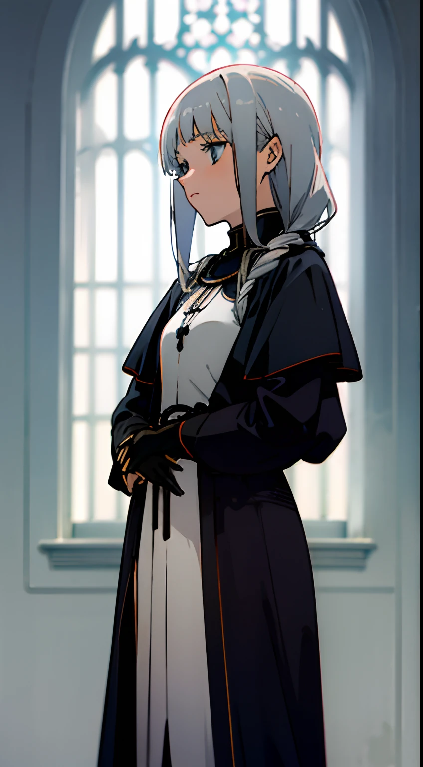 They were no longer in the formal attire they wore at the inn, but in comfortable clothes suitable for battle. Even Clara, the would-be saintess, was dressed in a leather-reinforced nun's habit. she had silver hair. land scape, carriege