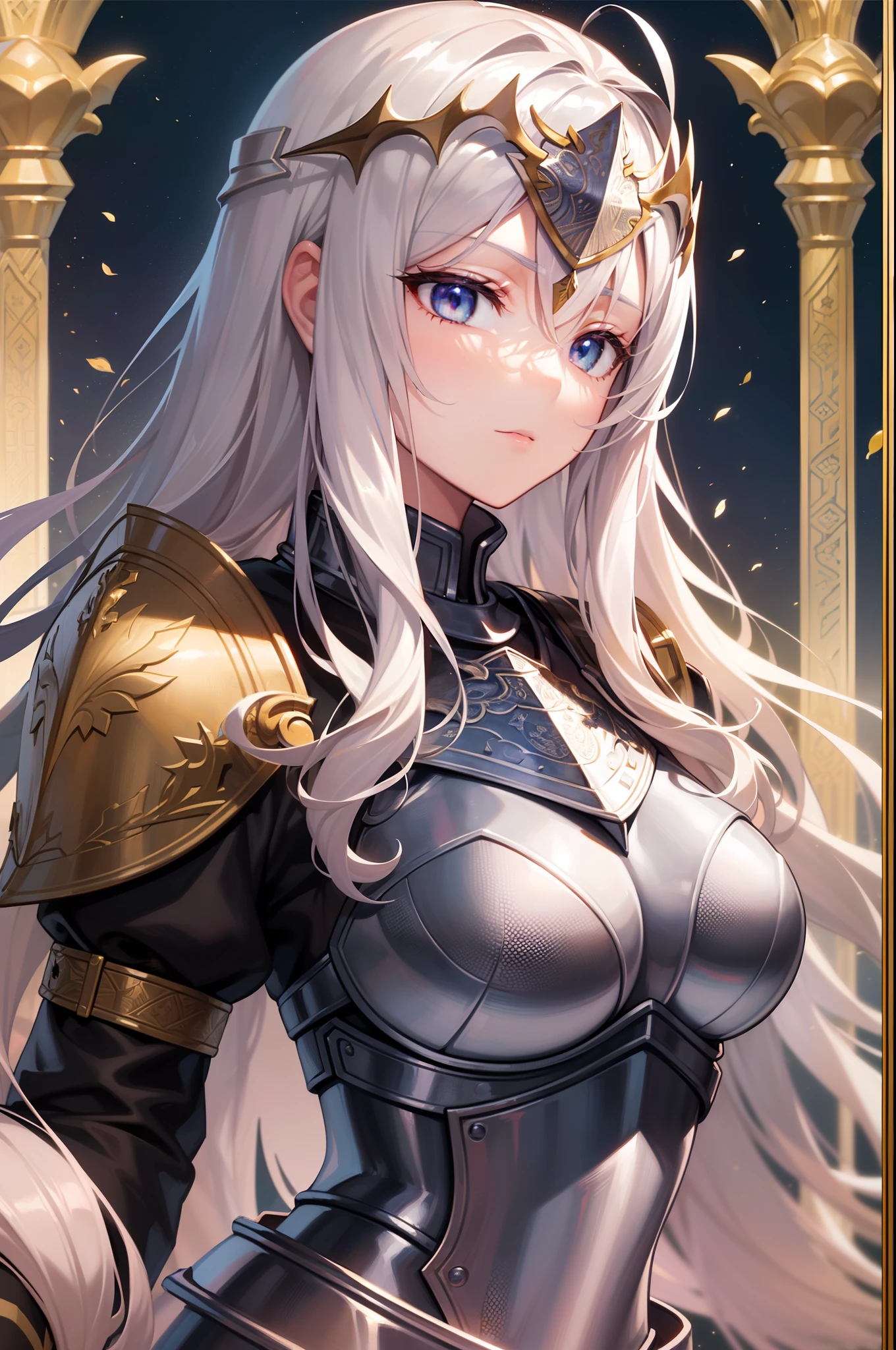 ((Finest quality)),(超A high resolution),(ultra-detailliert),((Best Anime)),sharpnes,vivid:1.1,The Art of Phenomenal Depictions,suns, (1 Female Knight),(Armor that emits light,Detailed and detailed engraving),(Kite Shield:1,Precise depiction sculpture),circlet