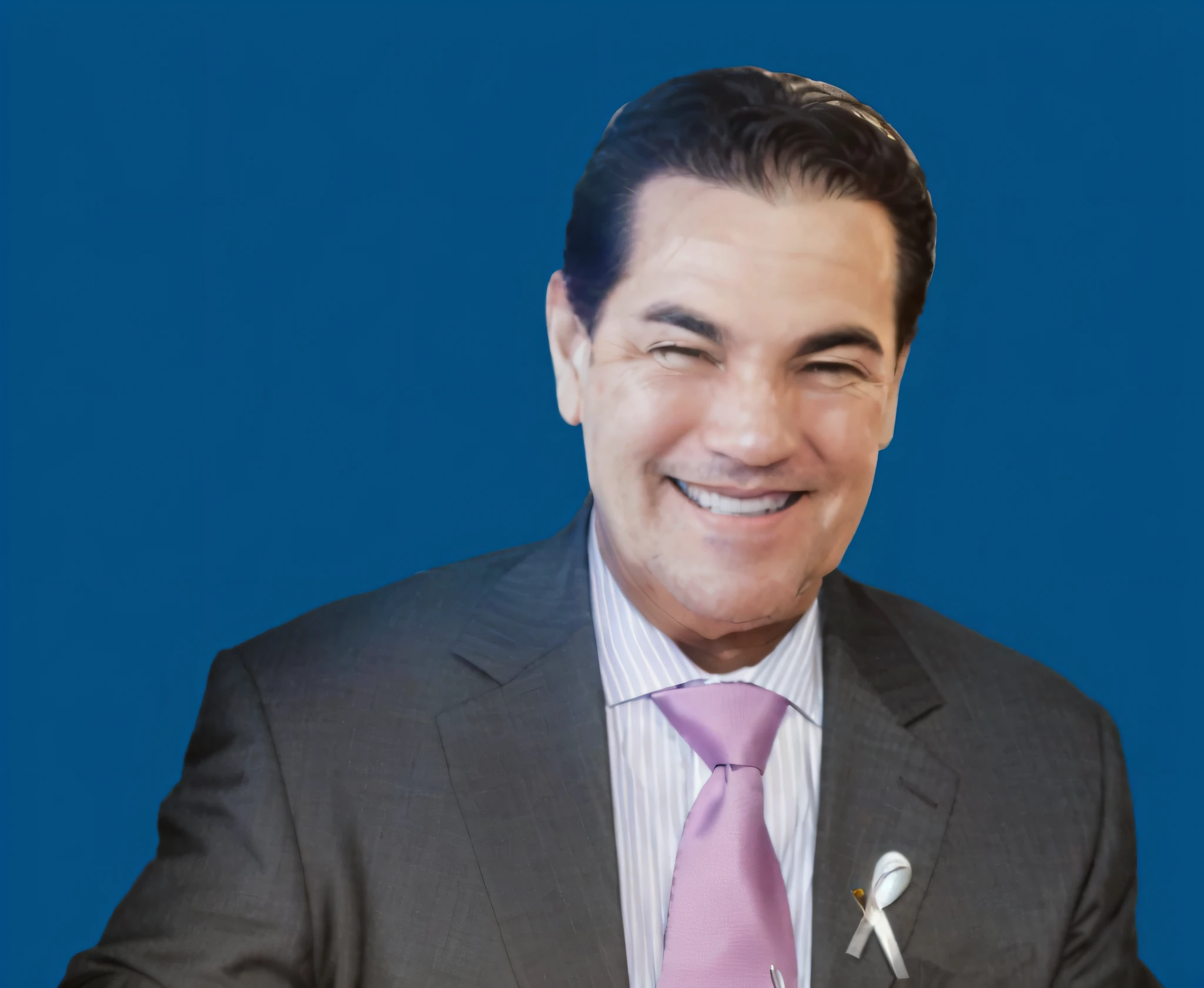 Homem sorridente de terno e gravata com uma gravata rosa e uma fita branca, Arauto Ortega, pedro correa, Eddie Del Rio, Alex Miranda, mario martinez, Pepe Moreno, Carlos Ortega Elizalde, Carlos Huante, muito ligeiramente sorridente, inspirado por Li Kan, Amr Elshamy, ignacio fernandez rios, Ivan Boliviano, olhando parcialmente para a esquerda