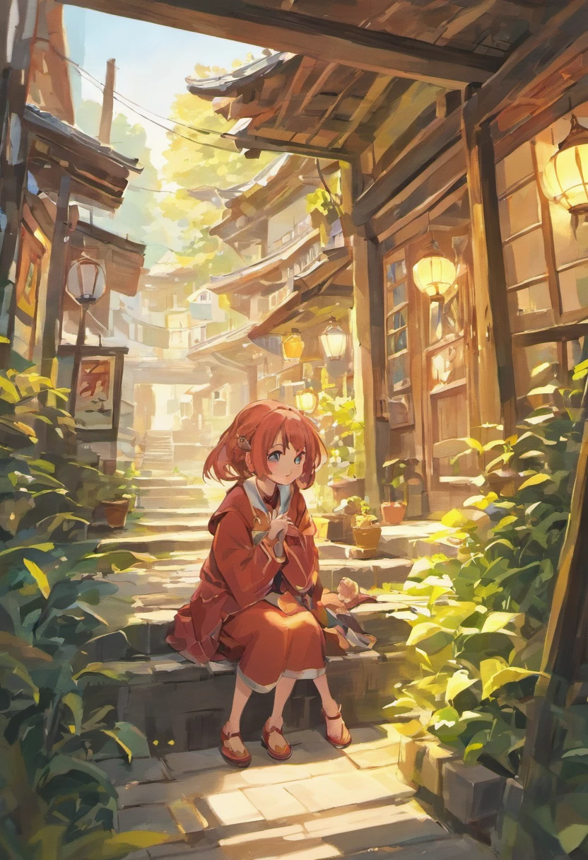 ：On a clear afternoon，Villagers gathered in the village square，Sit around and talk about current events。Their faces were filled with lighthearted and pleasant expressions，Interact well with each other。The sun shines on them，Adding a touch of warmth to this tranquil scene