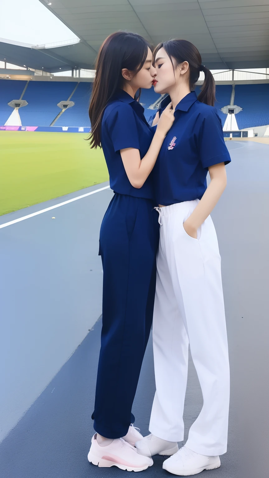 (bestquality,10,10,highres,masterpiece:1.2),ultra-detail,(Realistic,photorealistic portrait,photo-realistic:1.37),1 Cute girl in the football field,oily shiny skin,bara,light smile,BDclothes,((blue shirt:1.3)),short sleeves,shirt, trousers.,(navy_long_Pants Track:1.1), ((Stadium Background:1.3)),dynamic angle,excited,face focus,Dynamic Poses,from behide,Ass Focus,masterpiece, bestquality, ultra realistic, hyper-detail, 8k resolution, RAW photo, crisp focus, ((Navy blue shirt:1.1)), short sleeves, Long Path, Perfect body, 2 mature women, 18yo, cinematic light,Blue sweatpants,Gymware,Correct anatomy,Complete body, Correct body, sharp face, Anatomically correct body, full entire body, Realistic gestures, long-haired, Realistic poses,Wear long shorts...,Long leg span,Shapely,Sculpting Girl,  2 girls kissing each other, Realistic kiss, Slender Figure, mannequin mannequins, Shapely, Beautiful body, mohammed abbasi 
76 Q.Lat Pla Khao Z.28 Lat Phrao Khet Bua Bangkok 10230 
0815577789