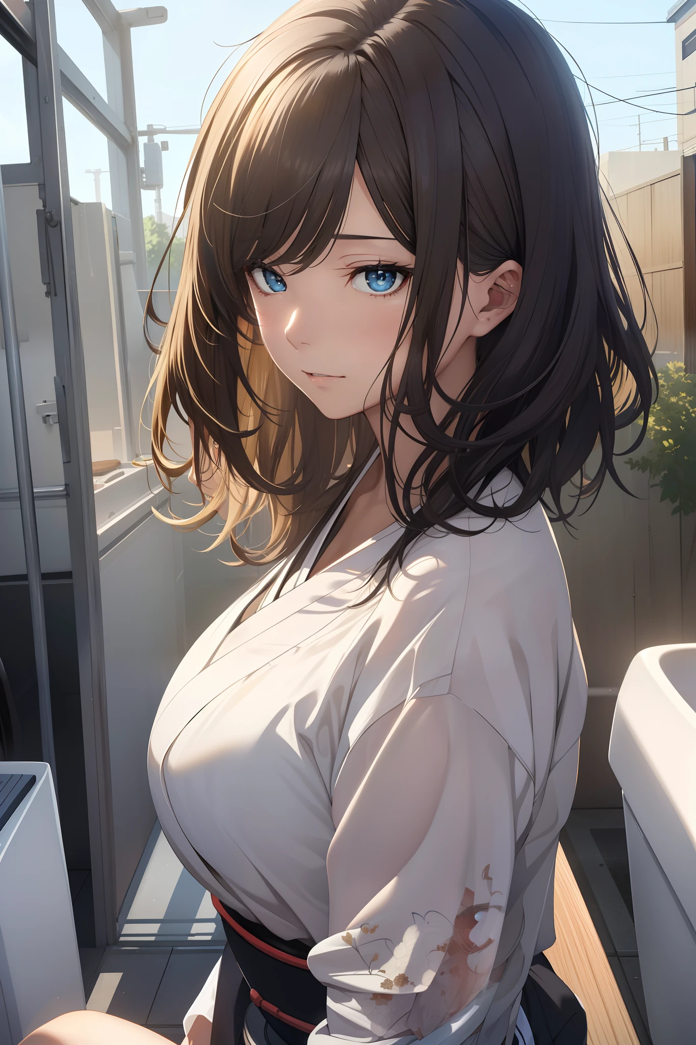 Blown by the long wind [blue-black:.3] hair,Looking at Viewer, (masutepiece:1.3), (8K, Photorealistic, Raw photo, Best Quality: 1.4), Japanese, (1girl in), Beautiful face, (Realistic face),{Wavy medium hair|Bob with long bangs|short hair with long bangs}{Black hair|Brown hair|Blonde hair}, Beautiful hairstyle, Realistic eyes, Beautiful detailed eyes, (Realistic skin), Beautiful skin, Attractive, 超A high resolution, A hyper-realistic, Highly detailed, Golden ratio,Female student peeing in toilet、embarrassed from、