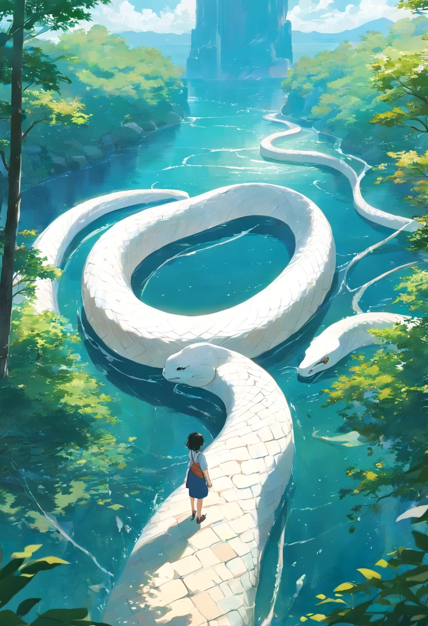 Facing a huge white snake