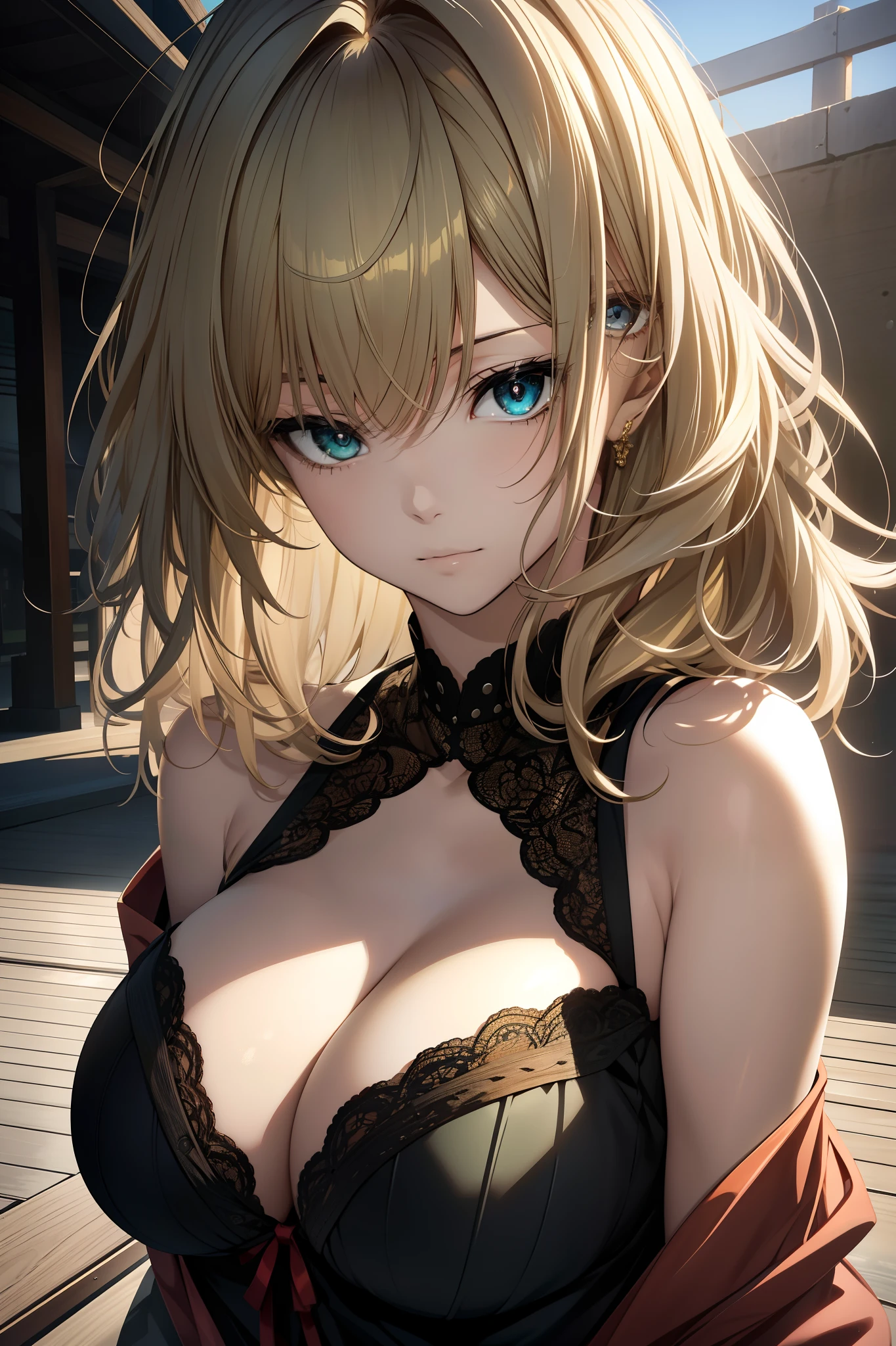 Blown by the long wind [blue-black:.3] hair,Looking at Viewer, (masutepiece:1.3), (8K, Photorealistic, Raw photo, Best Quality: 1.4), Japanese, (1girl in), Beautiful face, (Realistic face),{Wavy medium hair|Bob with long bangs|short hair with long bangs}{Black hair|Brown hair|Blonde hair}, Beautiful hairstyle, Realistic eyes, Beautiful detailed eyes, (Realistic skin), Beautiful skin, Attractive, 超A high resolution, A hyper-realistic, Highly detailed, Golden ratio,((masutepiece)), ((Best Quality)), 8K, detaileds, Ultra-detailed, Detailed and Intricicated, 1girl in, Green hair, Medium Hair, in one's underwear only, Red lingerie, Staring at me in embarrassment,