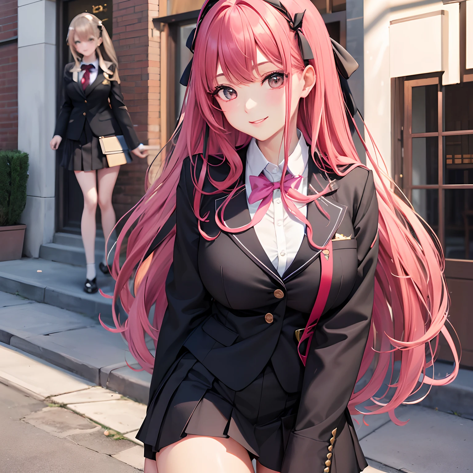harems,a beauty girl,Multiple girls are depicted,girl with,A smile,Black School Uniforms,Beautiful Girls,Ribbon on Blazer,top-quality,masterpiece,Colossal tits,超A high resolution,multicolored hair,Excellent style,Perfect facial features,a beauty girl,modeled,girl,