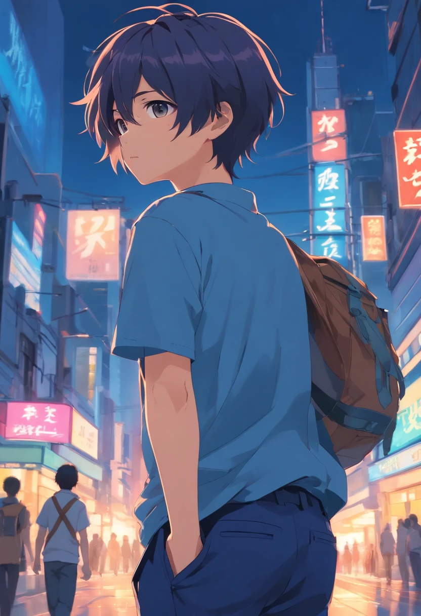 um guerreiro masculino muito bonito, cabelos curtos e brancos espetados, , olhos azuis, vestindo uma camiseta branca, dark blue baggy pants, luvas de couro,