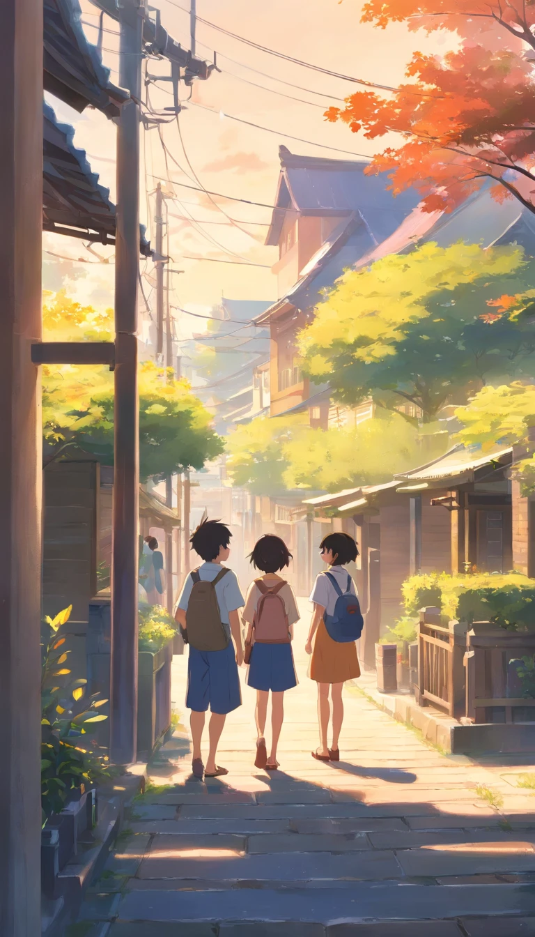 ：On a clear afternoon，Villagers gathered in the village square，Sit around and talk about current events。Their faces were filled with lighthearted and pleasant expressions，Interact well with each other。The sun shines on them，Adding a touch of warm color to this tranquil scene, children's books
