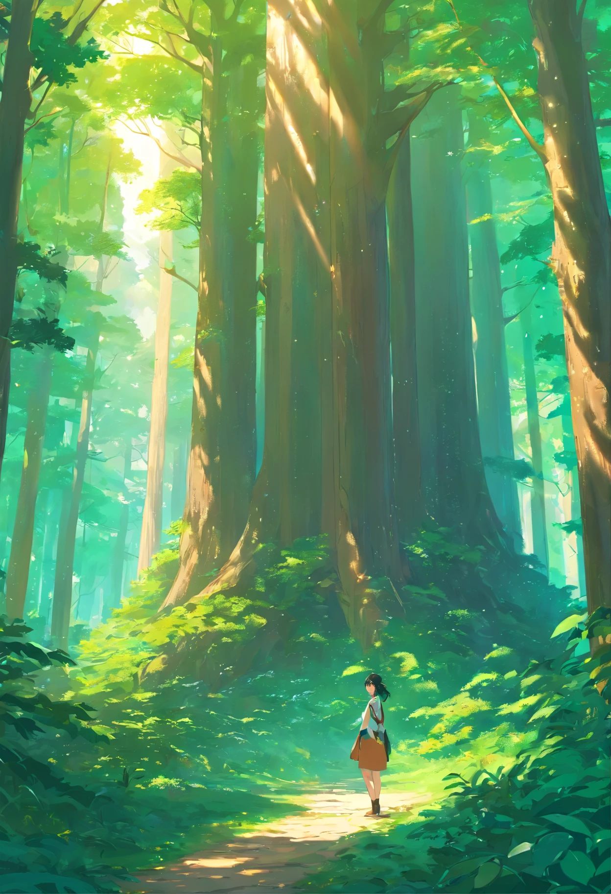 View of entire Elvish kingdom in the middle of dense forest, golden ratio, fake detail, trending pixiv fanbox, acrylic palette knife, style of makoto shinkai studio ghibli genshin impact james gilleard greg rutkowski chiho aoshima