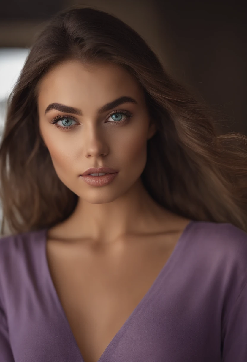 Arafed woman completely , fille sexy aux yeux bruns, ultra realist, Meticulously detailed, Portrait Sophie Mudd, cheveux bruns et grands yeux, selfie of a young woman, Yeux de chambre, Violet Myers, sans maquillage, maquillage naturel, looking straight at camera, Visage avec Artgram, Maquillage subtil, Superbe photo du corps entier , dans une salle de sport, Medium to large bust