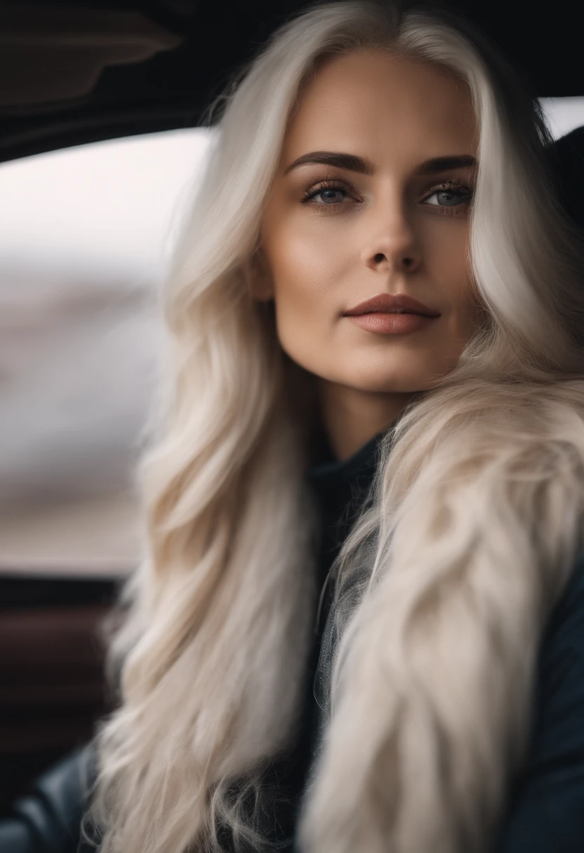 blond woman with long hair and a scarf in a car, a photo inspired by Tina Blondell, reddit, tachisme, kimberly asstyn, lorena avarez, 3 0 years old woman, 30 years old woman, profile image, perfect white haired girl, with long white hair, angie glocka, long blonde hair and large eyes