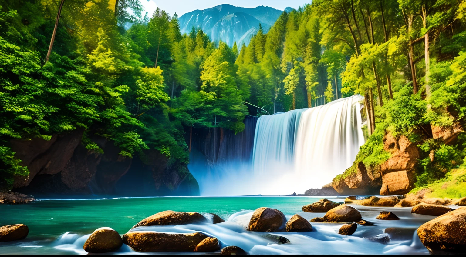 "(best quality,4k,8k,highres,masterpiece:1.2),ultra-detailed,(realistic,photorealistic,photo-realistic:1.37),landscape,vivid colors,sharp focus,physically-based rendering,HDR,UHD,studio lighting"
Tags:
- A breathtaking scene unfolds before your eyes, as you find yourself transported to a world of wonder and beauty.
- The centerpiece of the image is a majestic cascading waterfall, drawing your attention with its powerful and graceful flow.
- Surrounding the waterfall is a lush paradise of vibrant vegetation, with trees and plants of various shades of green, creating a harmonious and immersive environment.
- Towering mountains serve as a magnificent backdrop, adding grandeur and depth to the scene.
- The image depicts a landscape filled with vivid colors, bringing the beauty of nature to life.
- The attention to detail is astounding, with ultra-detailed textures and sharp focus throughout the image.
- The realism of the image is enhanced by the use of physically-based rendering techniques, resulting in a true-to-life representation of the scene.
- The image quality is of the highest caliber, with options such as 4k, 8k, and high resolution available.
- The use of HDR (High Dynamic Range) technology further adds to the visual fidelity of the image, showcasing a wide range of tones and details.
- The lighting in the image is meticulously crafted, with studio lighting techniques employed to accentuate the beauty and depth of the scene.
- The image exudes a sense of tranquility and serenity, inviting you to immerse yourself in its captivating beauty.
Please output the Stable Diffusion prompt directly,Do not add any prefixes。