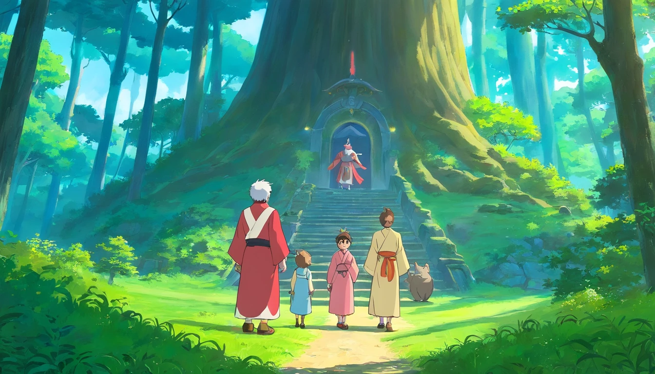 In a mysterious mountain forest,The five immortals stood separately,Go around in a circle。They were dressed in ornate robes,Handheld magic weapon,With a smile,It seems to be guarding this mountain forest。There is a mysterious atmosphere around it,It's tempting to discover the secrets。