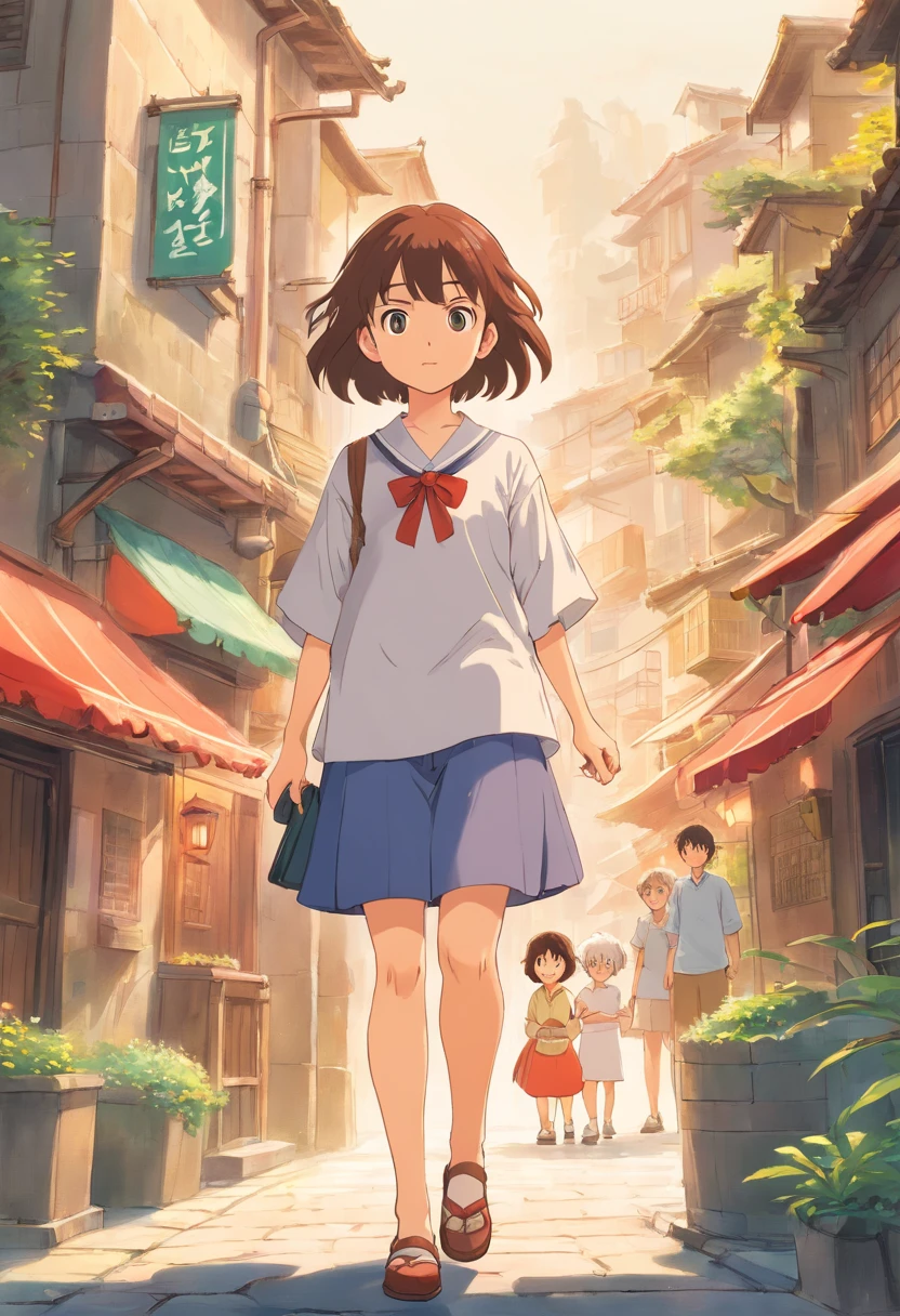 Manga Storyboard: 1.8, Manga Layout, "Dry brush, detail Enhanced, Detailed finger、Detailed hand、A detailed face、32K ,1990s style ), Cute twin girls with different eye colors、Same clothes、The same face、A dark-haired、Different eye color。grab the arm。