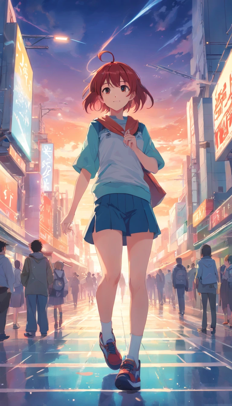 best qualtiy, tmasterpiece, 超高分辨率, realisticlying, 1 boy,Red hair,Heterochromic pupils, DK clothing,Run,ssmile,white legwear,Combat posture,disdain,wide angles