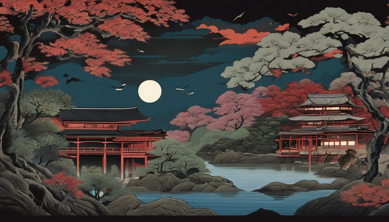 Japanese horror drawing,All kinds of yokai,Heian-kyo,Hyakki Night Line,Ukiyo-e