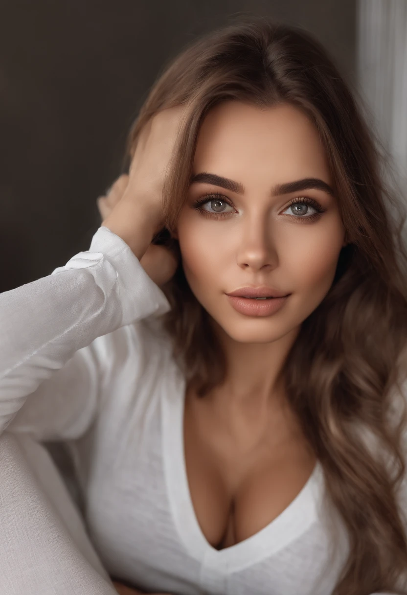 arafed woman fully , sexy girl with brown eyes, ultra realistic, meticulously detailed, portrait sophie mudd, brown hair and large eyes, selfie of a young woman, bedroom eyes, violet myers, without makeup, natural makeup, looking directly at the camera, face with artgram, subtle makeup, stunning full body getting fucked in doggy style, in bedroom medium to large size bust